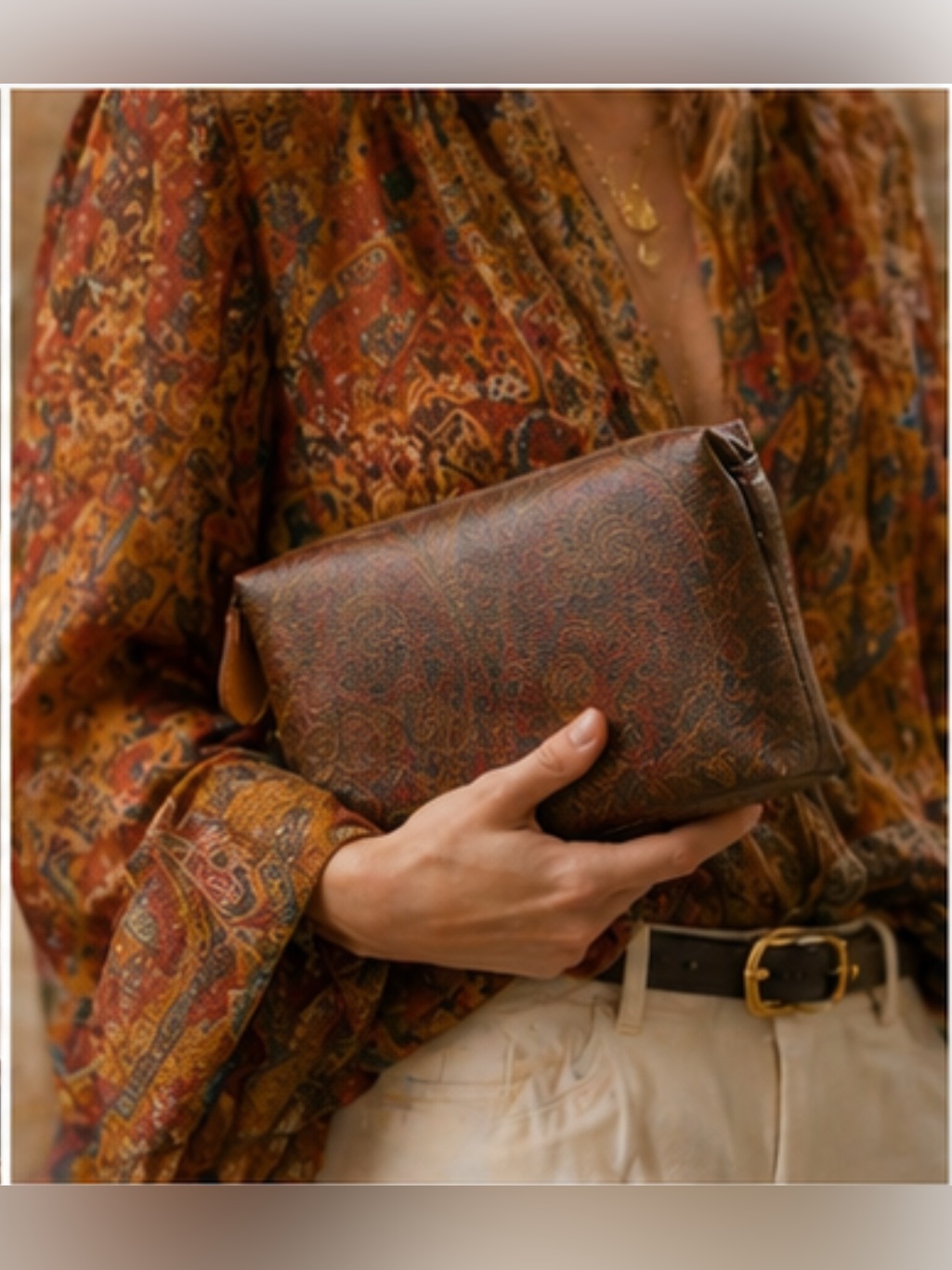 Vintage Etro Paisley Arnica Pouch Clutch Y2k Made In Italy Cosmetic Bag